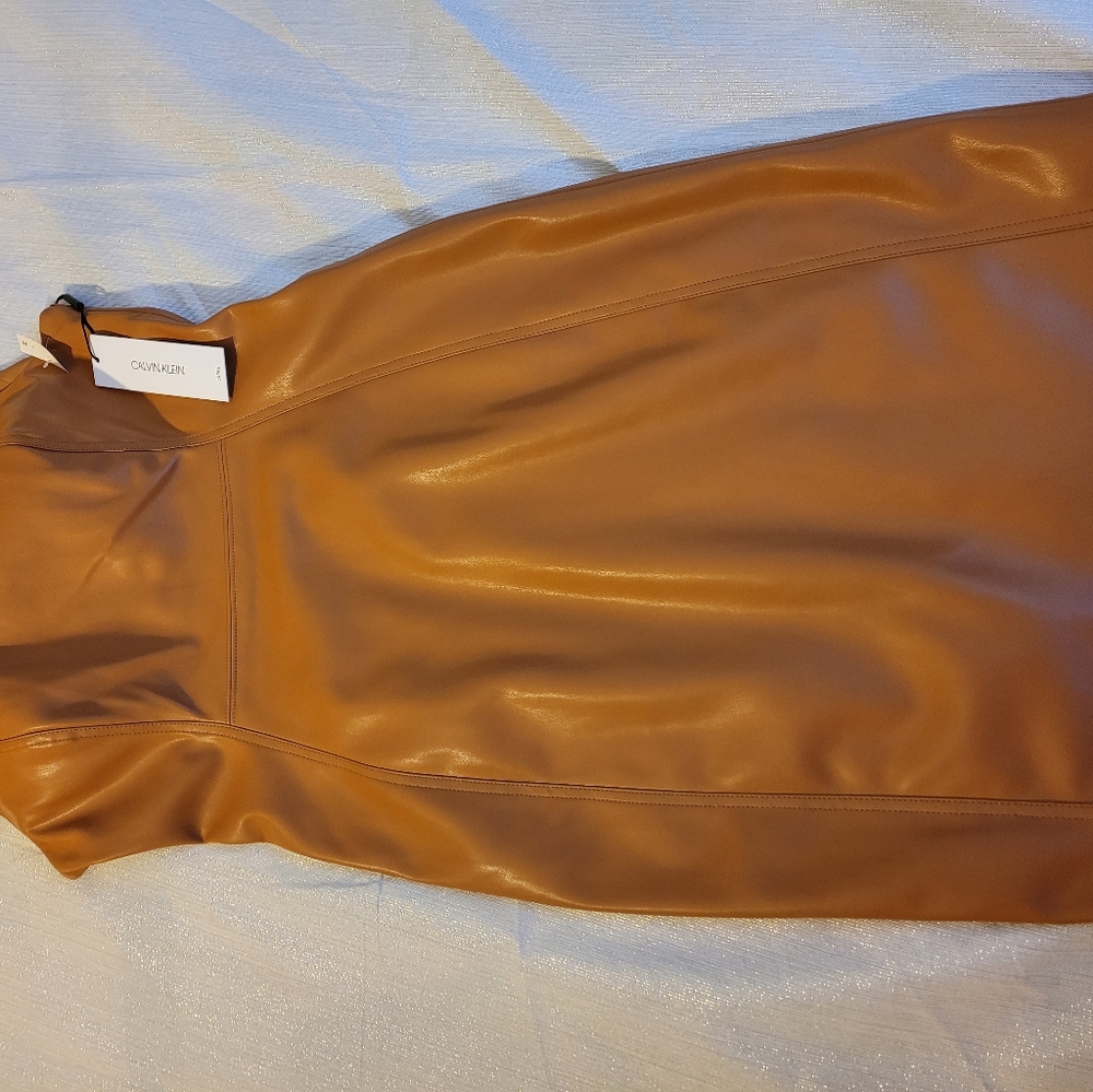 CALVIN KLEIN FAUX LEATHER DRESS